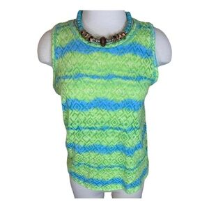 Small Exertek Neon Green And Blue Sleeveless Activewear Tank Top Athletic